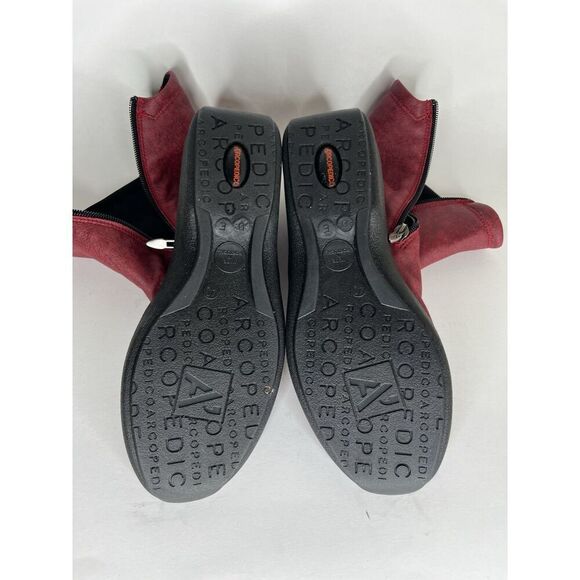 Arcopedico Ankle Boots Women Size 40 US 9 Red Zip Comfort - Picture 12 of 14